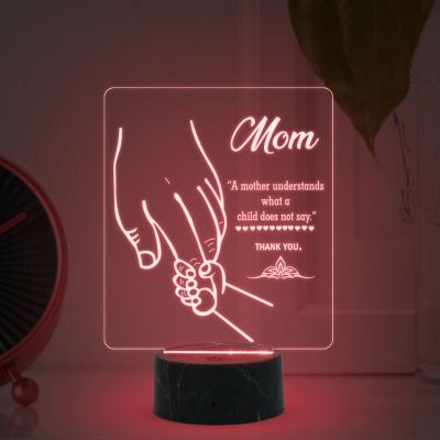 Mom Engraved Led Night Lamp with Automatic Color Changing Light Gift for Mom Birthday & Mothers Day